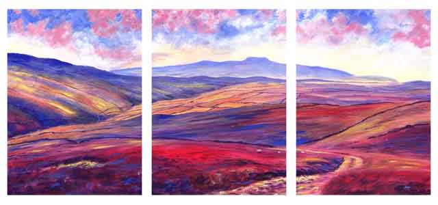 Above Foxup, Distant Ingleborough from Horse head Pass  -  Yorkshire Dales. Keith Melling