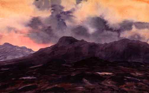 On Blea Rigg, Dusk Over the Langdale Pikes  -  Lake District. Keith Melling