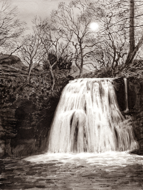 Full Moon Over Janets Foss  -  Yorkshire Dales. Keith Melling